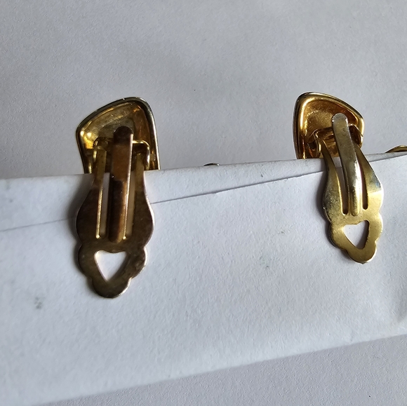 Vintage X earrings clip on gold and silver tone alphabet monogram letter - Picture 3 of 11